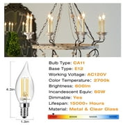 DAYBETTER Chandelier Light Bulbs, Candelabra Light Bulbs 60W Equivalent E12 LED Bulb Dimmable LED Light Bulbs 2700K Warm White 5.5W 600LM Flame Light Bulbs Tip Vintage CA11 Candle Light Bulbs, 5 Pack