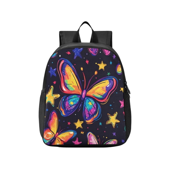 Toddler Backpack Colorful Butterfly with Stars Waterproof Lightweight Backpack Casual Mini Daypack for Daycare & Travel