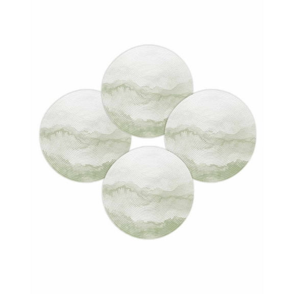 Round Placemats Set of 4 Sage Green Mountain Place Mats Washable Woven Placemat Ombre Abstract Natural Circle Braided Table Mat for Kitchen Dining Table Party Home Decor 15 Inch