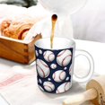 thumbnail image 3 of Yiaed Cute Basebal Print Ceramics Coffee,Large Handle Design,Extra Large Tea and Coffee Cup for Office and Home Mugs, 3 of 6