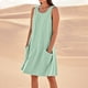 thumbnail image 1 of WILLBEST Vestidos Casuales Para Mujer Verano Vestido De Lino Para Mujer Vestido De Playa Informal Hasta La Rodilla Vestido Sin Mangas Vestido Casual Estampado De Verano Con Bolsillos, 1 of 3