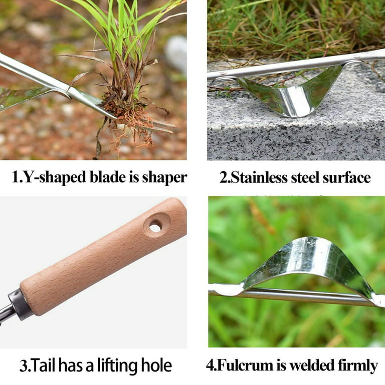 Hand Weeder Tool, 1PC Stainless Garden Manual Weeder Weed Puller with  Smooth Wood Handle for Yard Lawn and Farm Hand Weeding Tools, Easy Weed  Removal