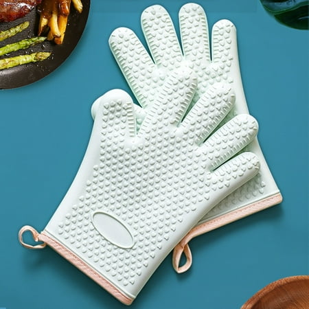 Loveuing Kitchen Oven Gloves - Silicone and Cotton Double-Layer Heat  Resistant Oven Mitts/BBQ Gloves/Grill Gloves - Perfect for Baking and  Grilling