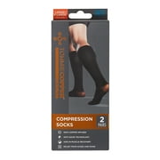 Tommie Copper Compression Socks 2 Pack, Large/Extra Large, Black, Adult, Unisex Sizing