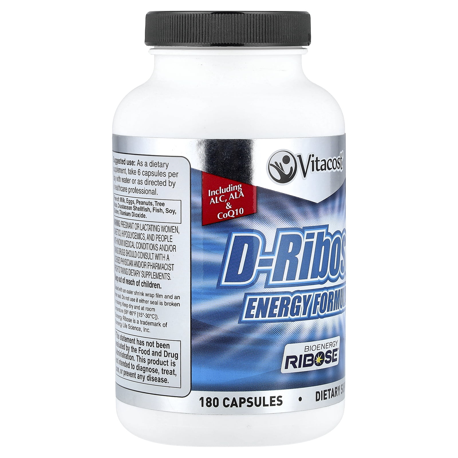 Vitacost D-Ribose Energy Formula, 180 Capsules