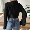 thumbnail image 6 of Qetyuw Crop Crochet Knit Sweater for Women Chunky Long Sleeve Mock Neck Pullover Sweaters Solid Color Casual Jumper, 6 of 6