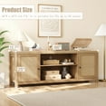 thumbnail image 6 of Litake Rattan TV Stand for 75 Inch, Boho Entertainment Center with Storage and Doors, Wood TV & Media Console Under TV Cabinet Furniture for Living Room, Natural Oak (66 Inch), 6 of 9