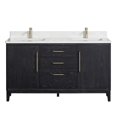 thumbnail image 2 of Gara 60M" Double Bath Vanity in Fir Wood Black with White Grain Composite Stone, 2 of 16