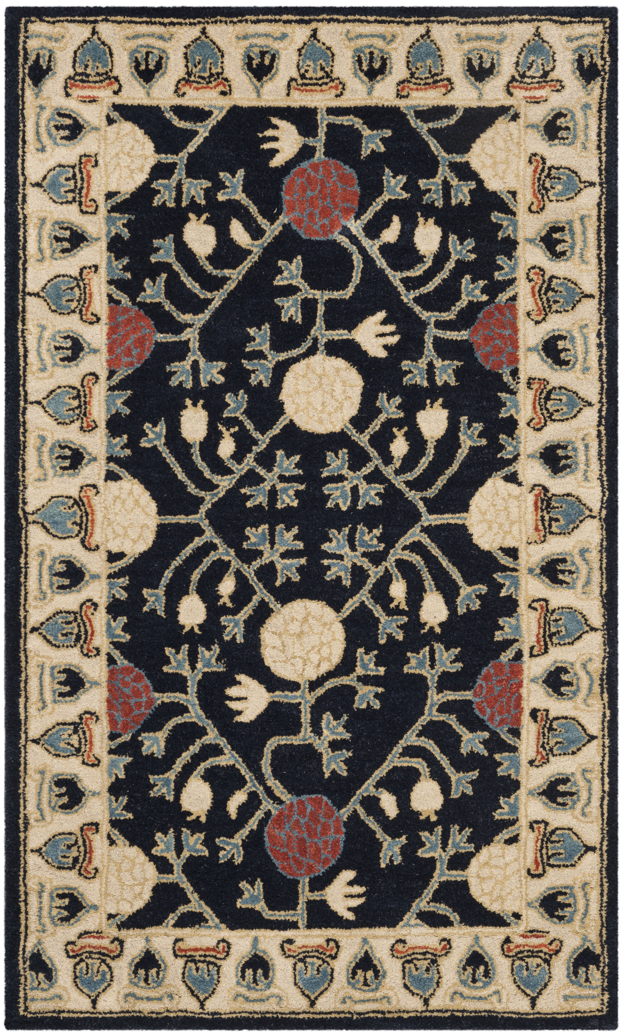 Safavieh Heritage Karina Floral Wool Area Rug, Navy/Ivory, 4' x 6'