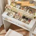 thumbnail image 6 of Boho Lighted Makeup Vanity with 6 Drawers, Joaxswe Rattan Vanity Table Set w/ Charging Station & Comfort Stood, White, 6 of 7