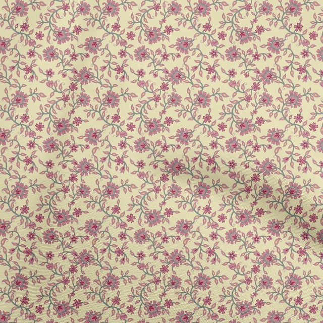 oneOone Velvet Light Yellow Fabric Floral Sewing Craft Projects Fabric Prints By Yard 58 Inch Wide