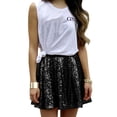 thumbnail image 2 of Women's Fashion High Waist Pleated Solid Color Short Skirt Loose Sequin Skirt High Waist Pencil Skirt A Line Mini Skirt Daily-Wear Flowy Shiny Glitter Mini Short Skirts Club Party Black L, 2 of 7
