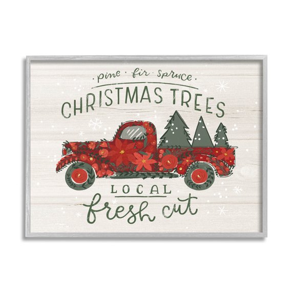 Stupell Industries Local Fresh Cut Christmas Trees Graphic Art Gray Framed Art Print Wall Art, Design by Loni Harris