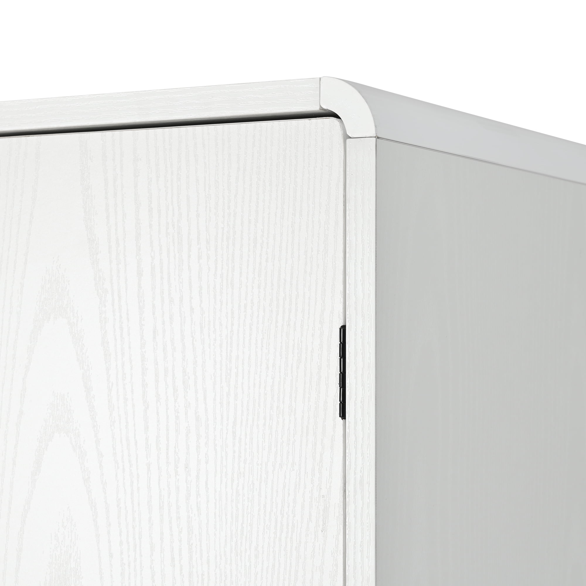 Euroco 72" Tall Farmhouse Kitchen Pantry Cabinet with 8 Door Shelves, Curved Design Storage Cabinet with 3 Adjustable Shelves, Hidden Drawer, Versatile Cupboard