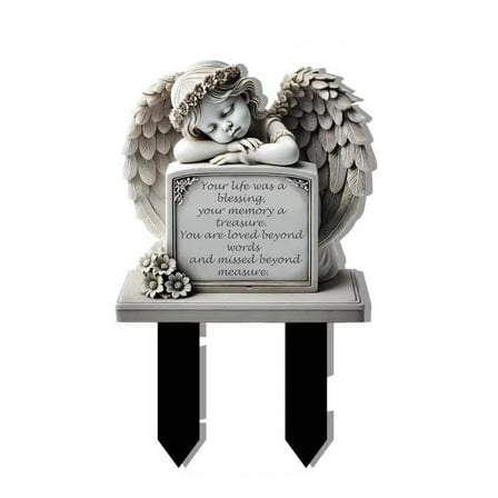 Angel Tombstone Commemorative Plaque - Lightweight Acrylic Insertion Flat Memorial Marker