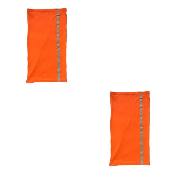 Sonducket Polaina para el cuello Pañuelo para la cabeza Pasamontañas Visibilidad Bandana sin costuras Tira reflectante Bufandas Clima frío naranja fluorescente 2piezas