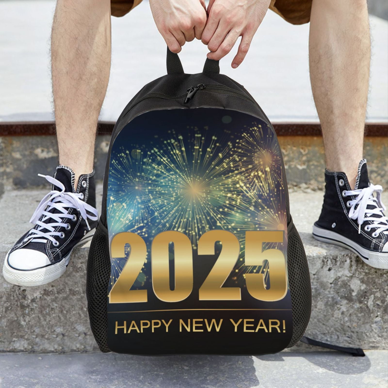 Xecao 2025 New Year 5 Print School Backpack with Laptop Compartment Small Travel Laptop Backpack for Women Men Waterproof College Backpack Simple School Bag