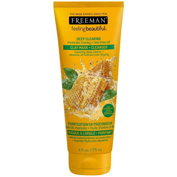 Masque à l'argile et purifiant Feeling Beautiful de Freeman qui purifit en profondeur au miel de Manuka et à l'huile d'arbre de thé <br>"