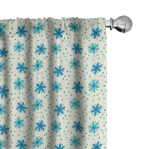 Ambesonne Ivory and Blue Curtains, Nostalgic Flower, Pair of 28"x84", Blue Turquoise and Ivory