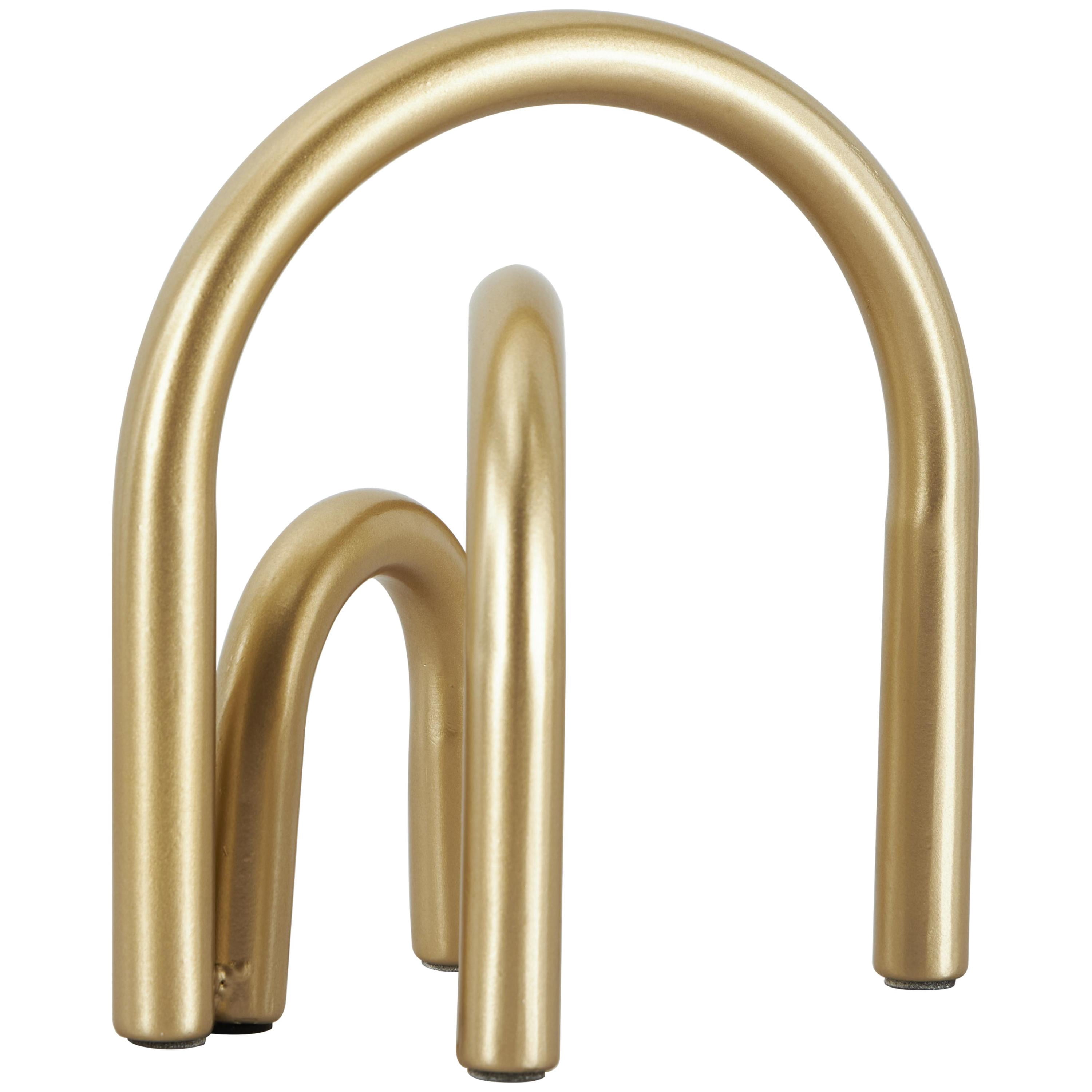 7" x 8" Gold Metal Overlapping Arch Geometric Sculpture, by DecMode