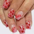 thumbnail image 4 of Valentine's Fake Nail for Women Girls,Red Heart Glitter Press on Nails,Reusable Winter Xmas Daily Wear False Nails,French Short Square Glossy Acrylic Glue on Nails for Holiday Engagement 24pcs, 4 of 8