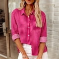 thumbnail image 2 of Business Casual Tops for Women, Yigetop Women's Casual Collared office Work Shirt Long Sleeve Button-Down Dress Blouses Work Tops Striped Button Down Shirt Women Hot Pink L, 2 of 4