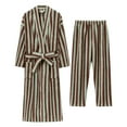 thumbnail image 3 of uublik Mens Robe Fleece Robe Bathrobe Set Lightweight Soft Loungewear Nightwear, Coffee, 3 of 3