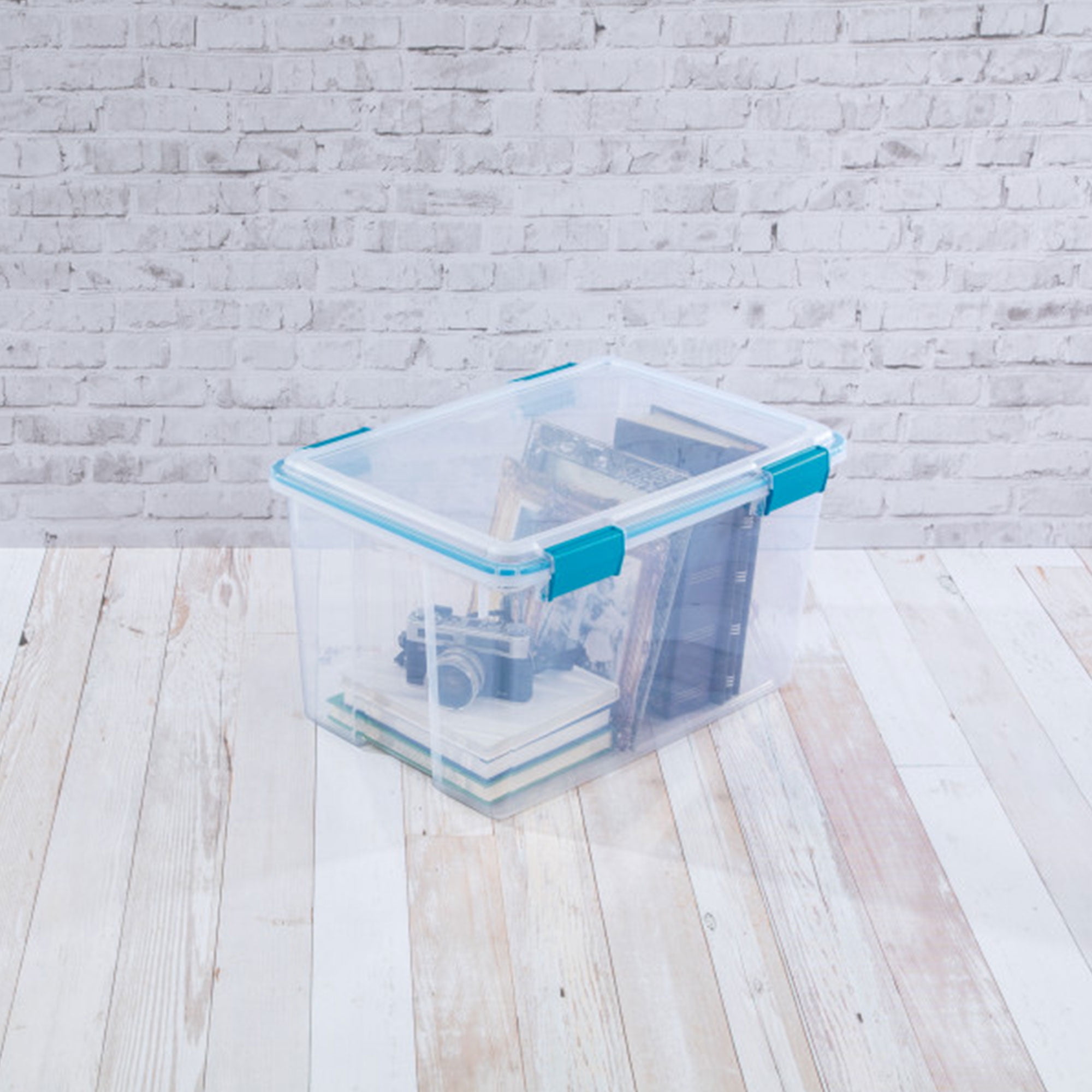 Sterilite 54-Qt Clear Plastic Stackable Storage with Latch Lid, 8 Pack