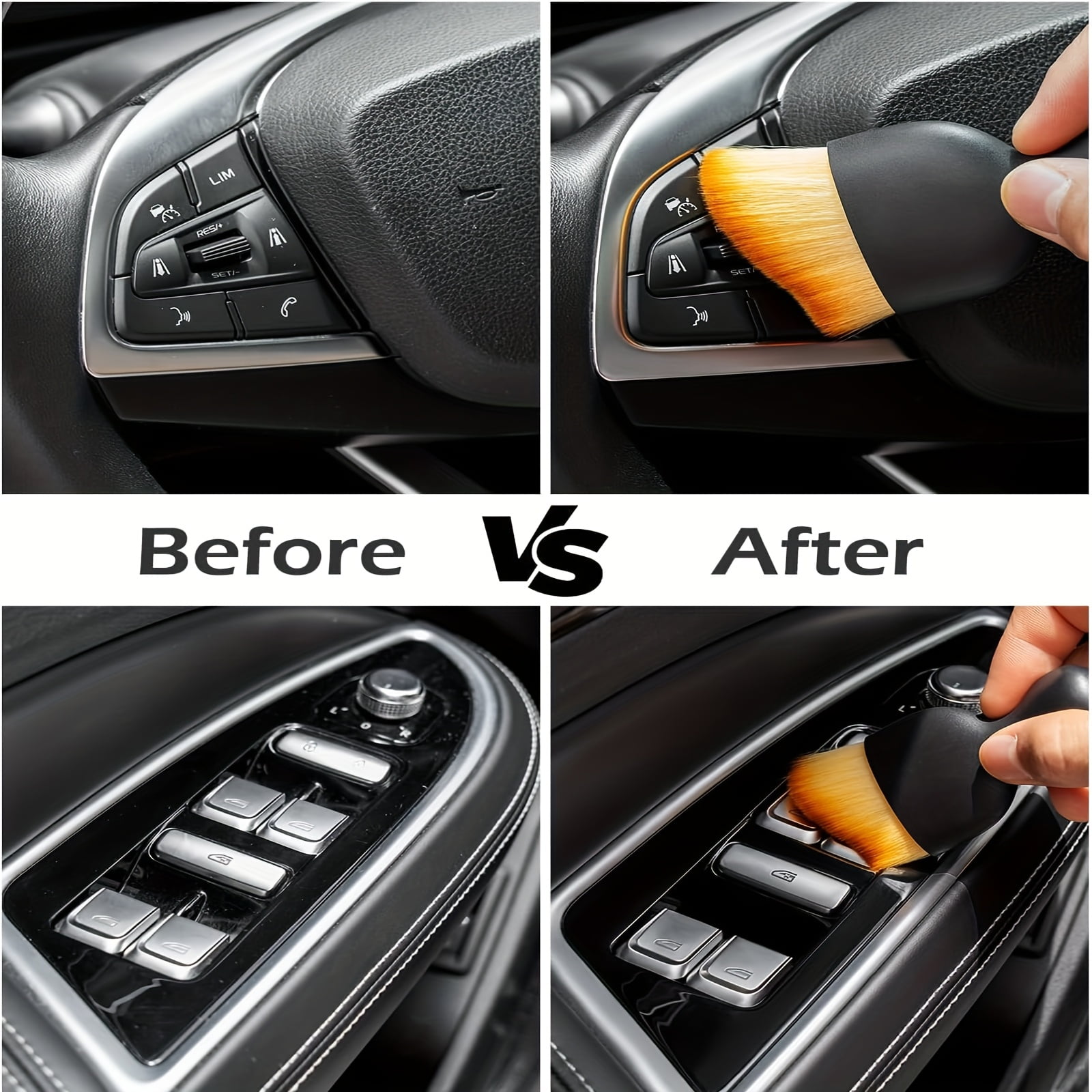Charefin 62 inch Long Handle Car Wash Brush Kit Car Wash Kit with Tire Brush Window Squeegee Chenille Microfiber Car Detailing Brushes Car Cleaning Brush Kit Supplies for Car Truck SUV RV