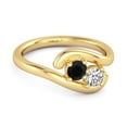 thumbnail image 2 of Mooneye 0.5 Ct Black Spinel 925 Sterling Silver Gold Vermeil Two Stone Swirl Engagement Women Ring, 2 of 3