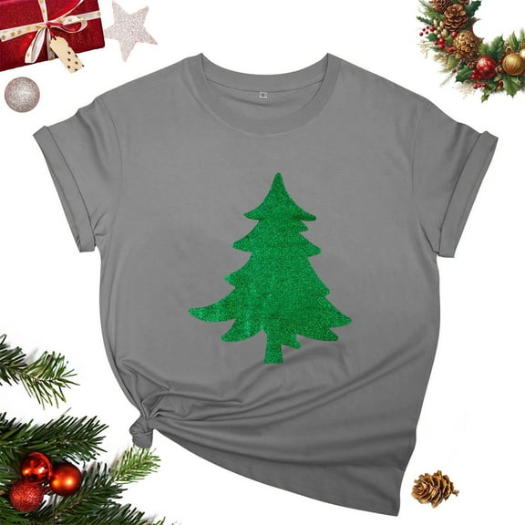 Njagoc3 Womens Classic Christmas Tree Tee - Essential Holiday Top for Family Gatherings