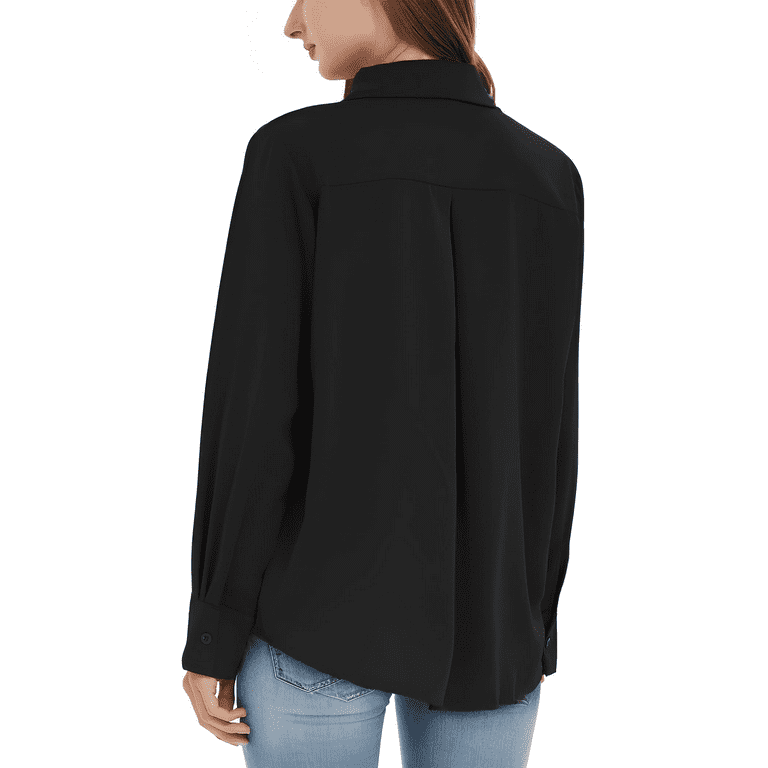 Wataxii Black Blouses for Women Dressy Casual Long Sleeve Wataxii Black Blouses for Women Dressy Casual Long Sleeve