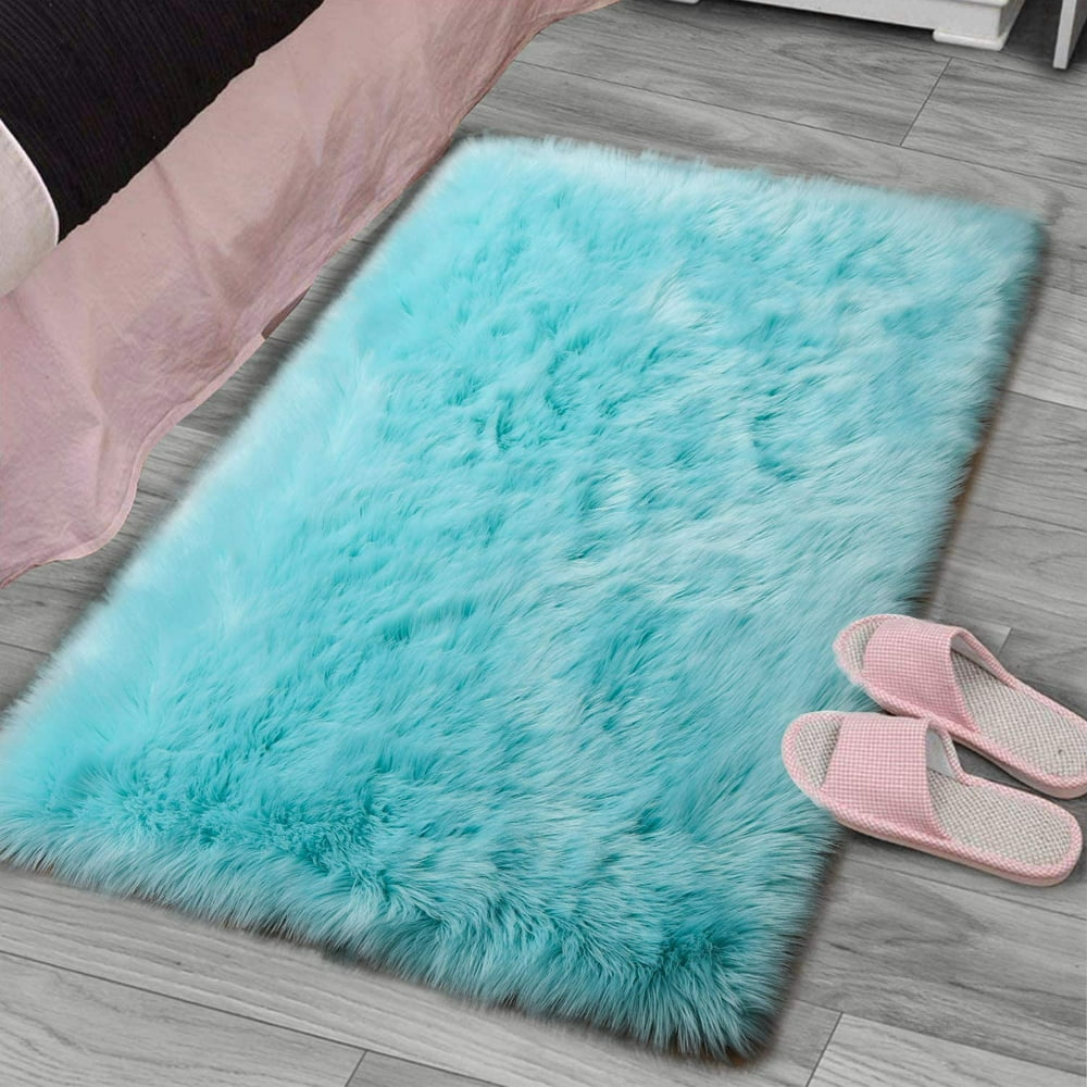 LOCHAS Ultra Soft Fluffy Rugs Faux Fur Sheepskin Area Rug for Bedroom