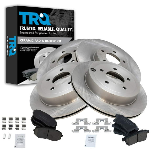 TRQ Brake Pad & Rotor Posi Ceramic Front & Rear Kit Set Fits Select Ford Edge MKX