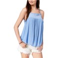 thumbnail image 1 of Ultra Flirt Womens Ikeddi Smocked Tank Top, azul, grande, 1 of 1