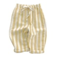 thumbnail image 3 of Krdevn Toddler Cotton Striped Pants, Elastic Waist Drawstring Casual Trousers,Light Yellow, 3 of 3