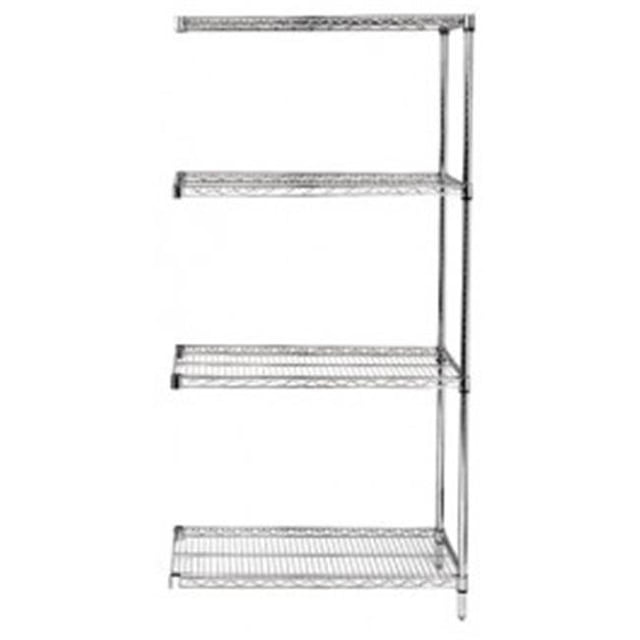 Trousse d'Extension d'Étagères Grillagées Chromées à 4 Tablettes - 21 x 36 x 54 Po