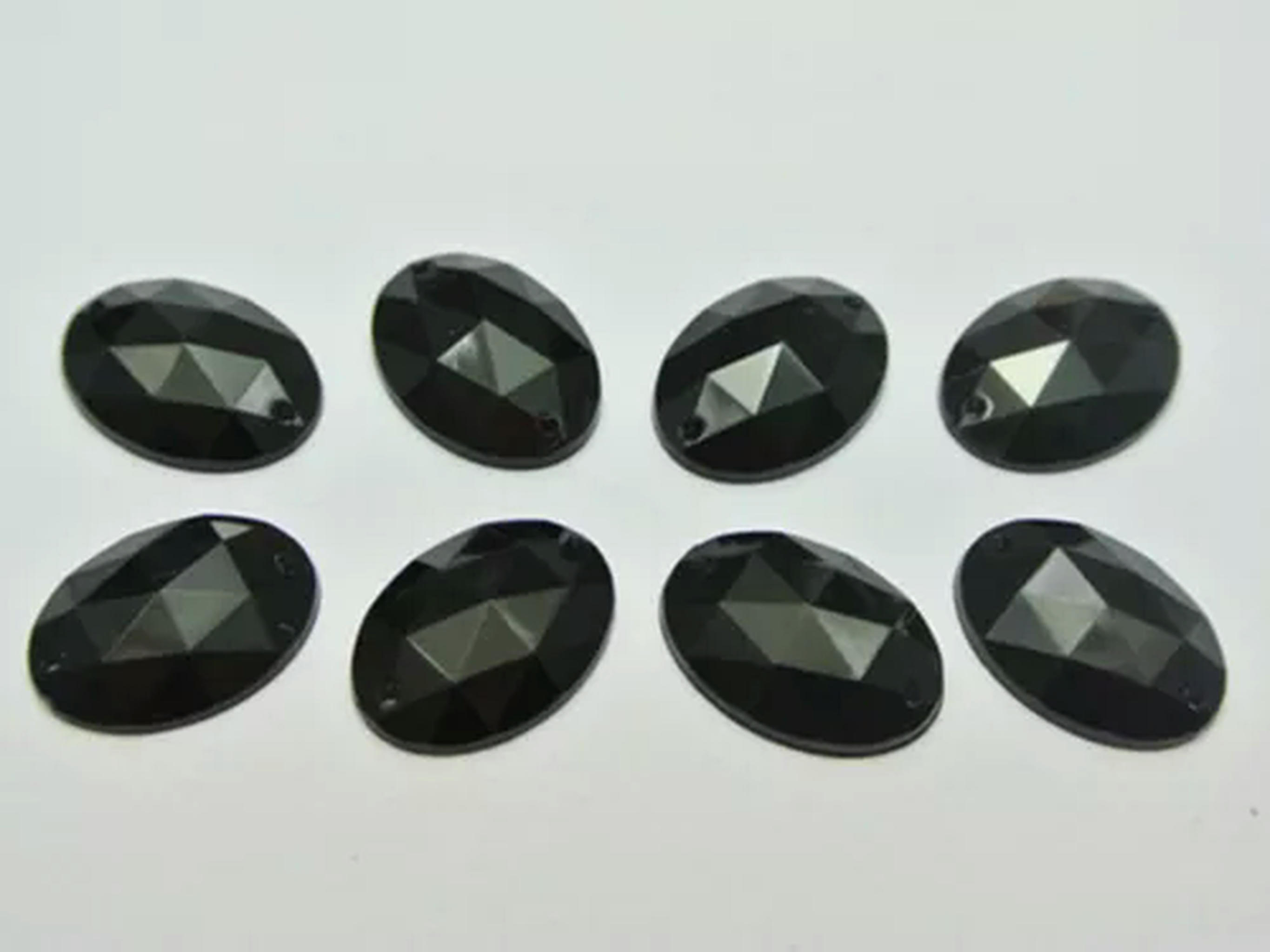 U8MO 500 Flatback Acrylic Faceted Oval Sewing Rhinestone Gems 13X18mm Sew on beads-Black
