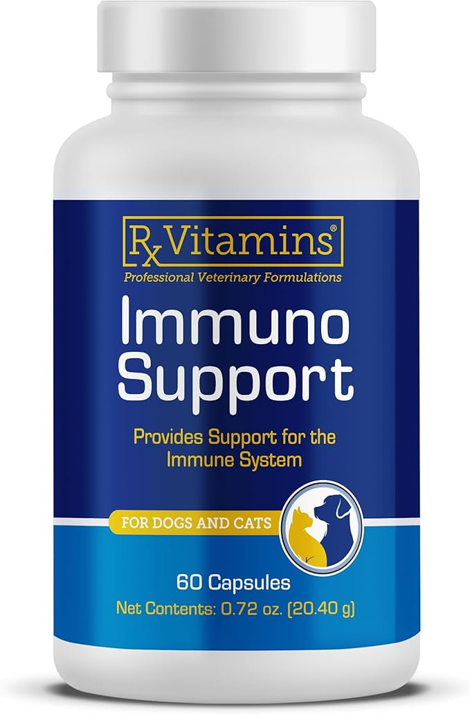 Rx Vitamins Immuno Support - Dog & Cat Immune Support - Shiitake Mushroom Supplement for Dogs & Cats with Arabinogalactan and Lutein Dogs Supplement - Immune Support for Dogs and Cats - 60ct