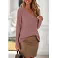 thumbnail image 4 of PRETTYGARDEN Women's Long Sleeve Shirts Fall Fashion Clothes Casual Ribbed V Neck Loose Tunic Tops Lightweight Sweaters, 4 of 10