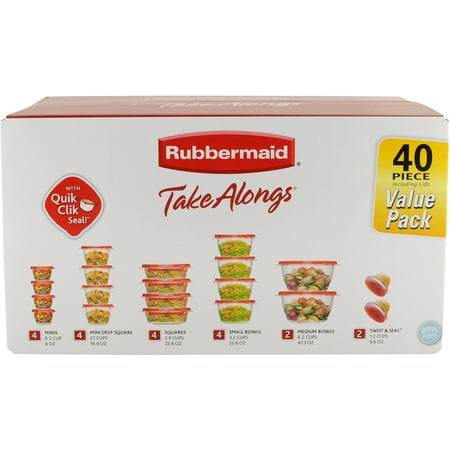 Fold Lcd - Rubbermaid TakeAlongs Food Storage Containers with Lids, 40-Piece Set