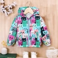 thumbnail image 3 of Ugoldhm Little Girls Fleece Lined Jacket Hooded Floral Printed Coat Zip Up Fall Fashion Outerwear, 3 of 7