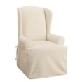 thumbnail image 3 of SureFit Cotton Duck Canvas Wingback Chair Slipcover, Wing Chair Cover with Cotton, Solid One Piece Design, Wingback Chair Cover, Natural, 3 of 6