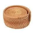 thumbnail image 5 of Clearance!Set of 6 Handmade Rattan Coaster, Round Wicker Drink Coasters Sets, Natural Trivets Cup Base Plates, Decor Coaster for Kitchen, Coffee Table, Brown, 3.1-6.2 Inch, 5 of 6