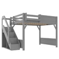 thumbnail image 6 of Harper & Bright Designs Full Size Loft Bed with Built-in Wardrobe and Shelves, Wood Loft Bed with Guardrails and Stairs, Gray, 6 of 11