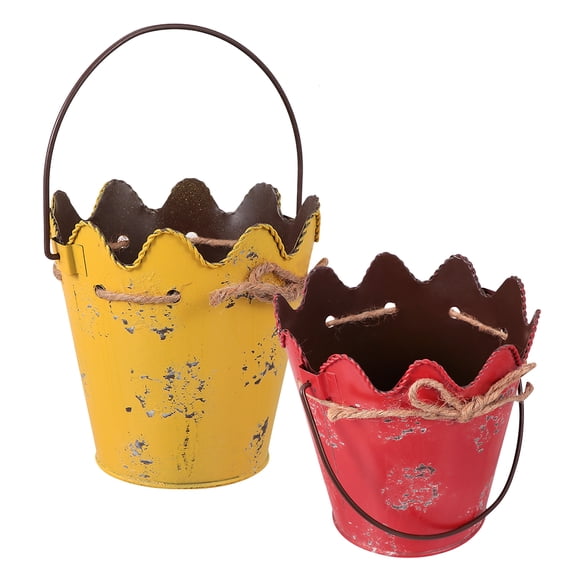 WASHWEPE 2Ud Maceteros Rusticos De Metal Con Vintage Para Suculentas Uso Interior Y Exterior