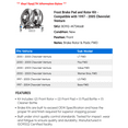 thumbnail image 2 of Front Brake Pad and Rotor Kit - Compatible with 1997 - 2005 Chevy Venture 1998 1999 2000 2001 2002 2003 2004, 2 of 2