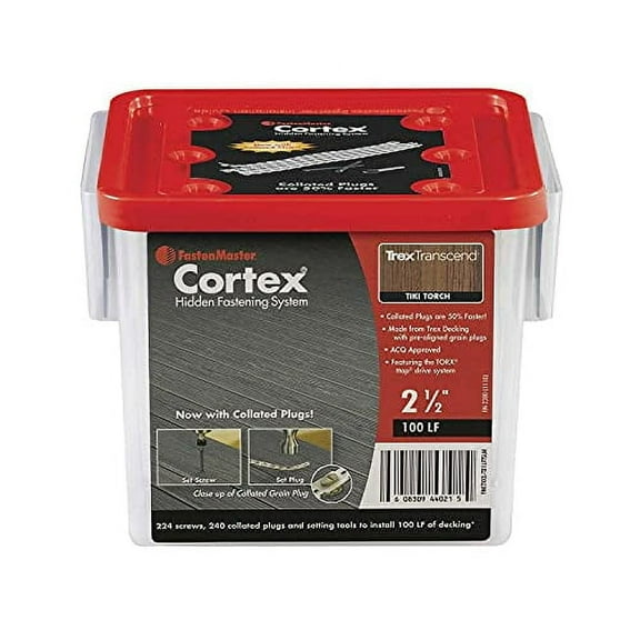 FASTENMASTER Collated Cortex for Trex Transcend Tiki Torch Decking with 2-1/2inch Screws for 100 Linear Feet