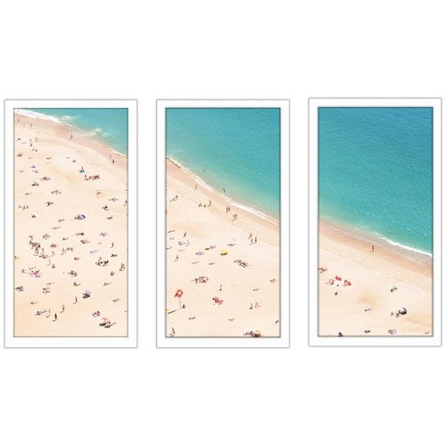 Beach Please V White Framed Plexiglass Print Set