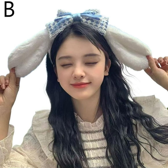 SGACAI Cute Lace Headband Sweet Melody Hello Kitty Kuromi Headband Lolita Plush Bow Headband